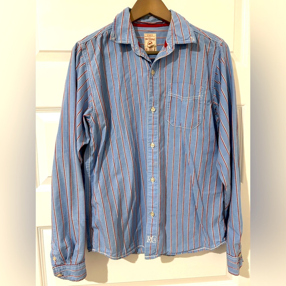 Red Camel Men’s Shirt Blue Red Stripes Size L